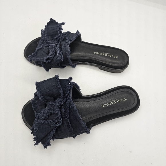 Kelsi Dagger Brooklyn Revere Bow Slides Navy Size 6 - Picture 2 of 8
